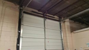 Backside of a commercial overhead garage door